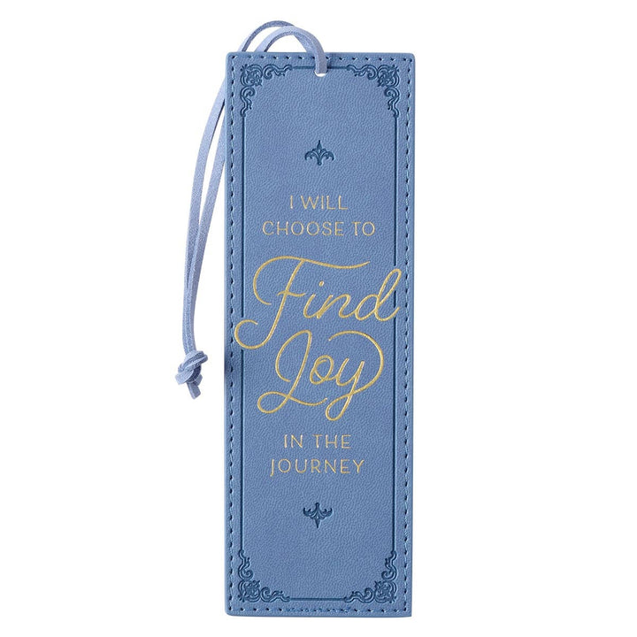 Bookmark Faux Leather Blue Find Joy in the Journey