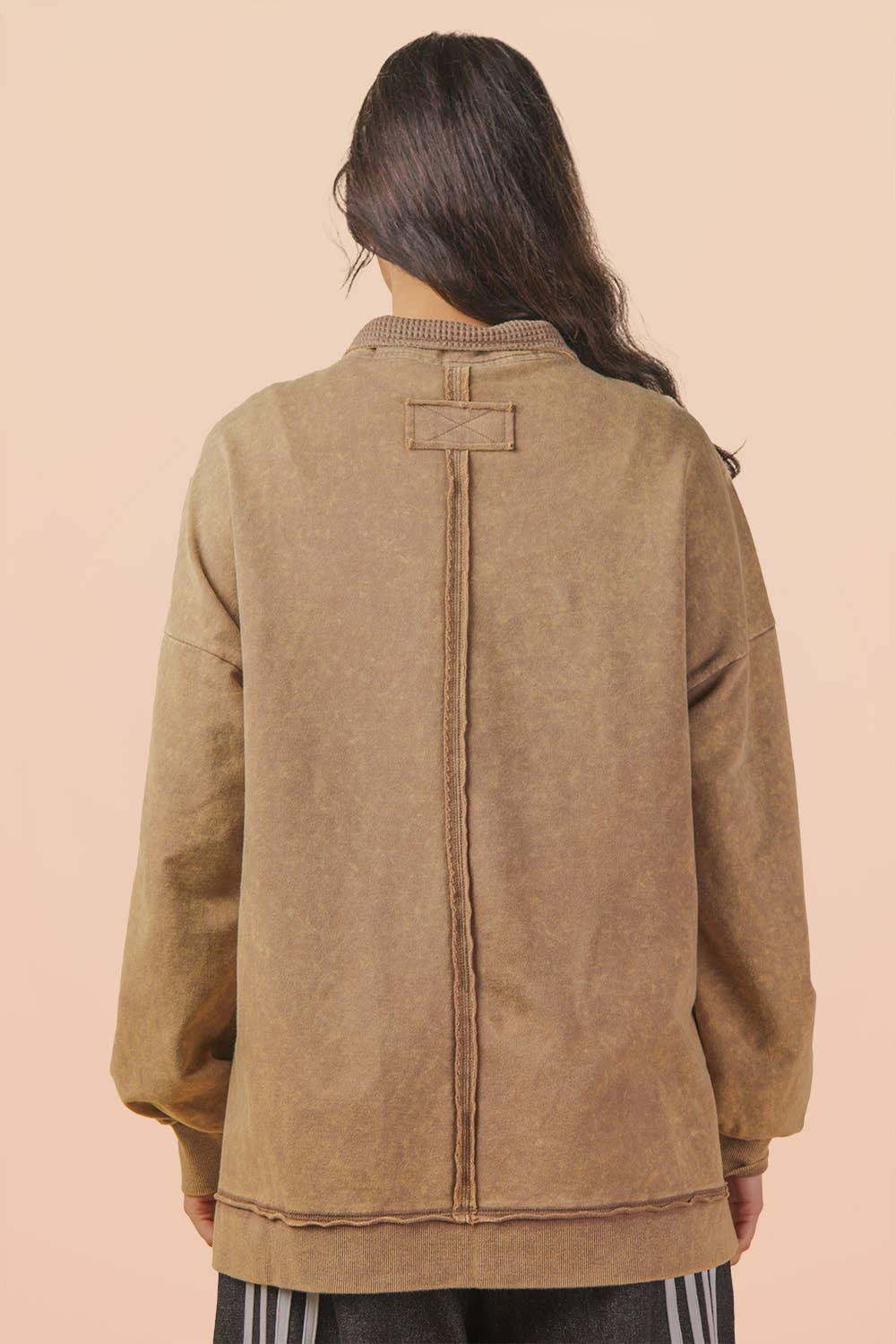 Very J Mock Neck Mineral Washed Knit Top