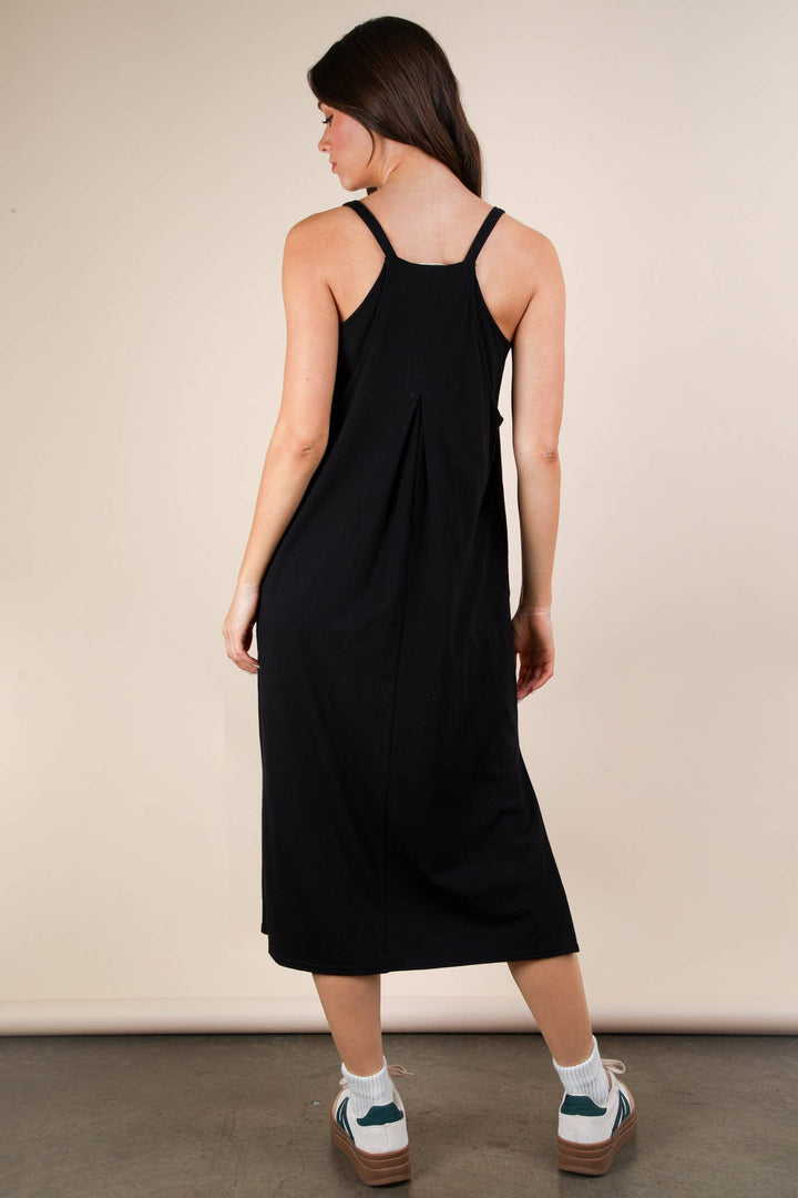 ND31605-V-Neck Sleeveless Casual Comfy Midi Dress