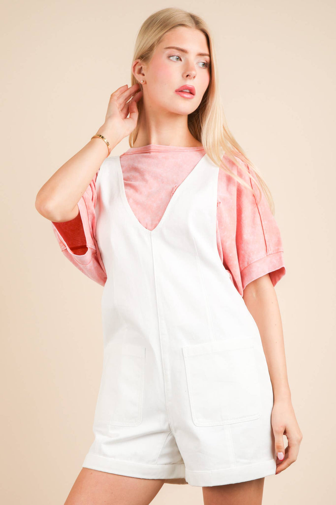 NP70785-Washed Denim Casual Romper
