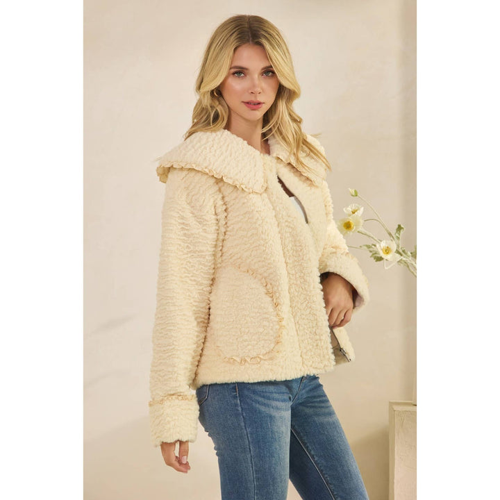 Texture Sherpa Peterpan Collar Short Jacket