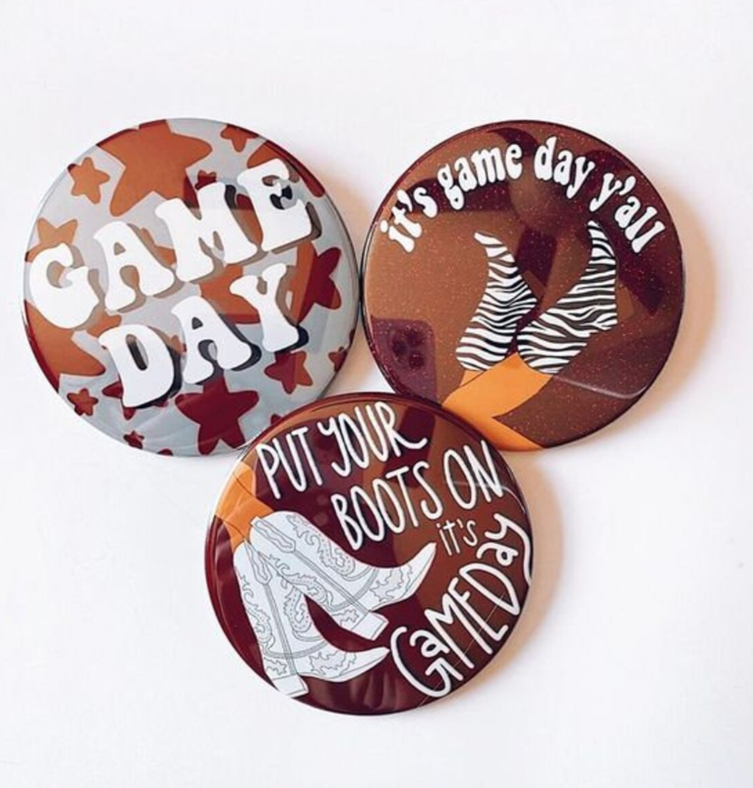 Maroon Game Day Tailgate Buttons | Game Day Pins