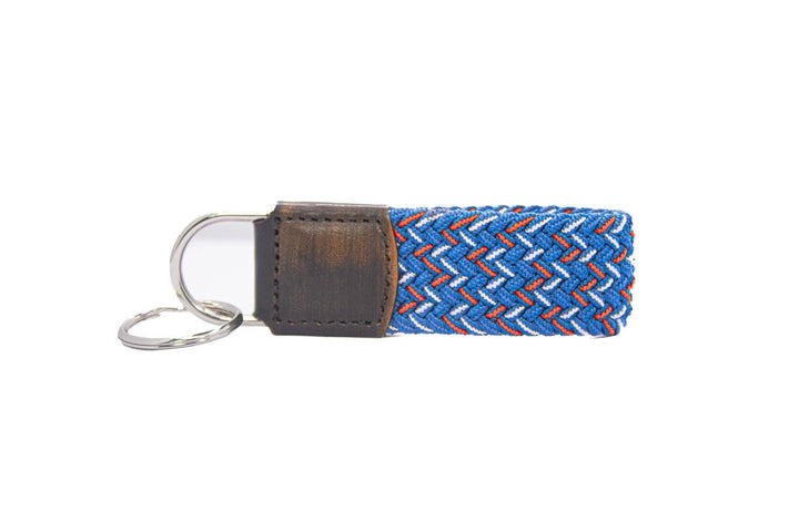 Braided Stretch Woven Blue and Red Keychain