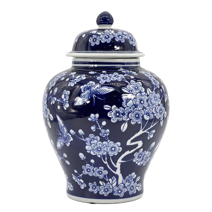 Floral Chinoiserie Ceramic Ginger Jar 12"
