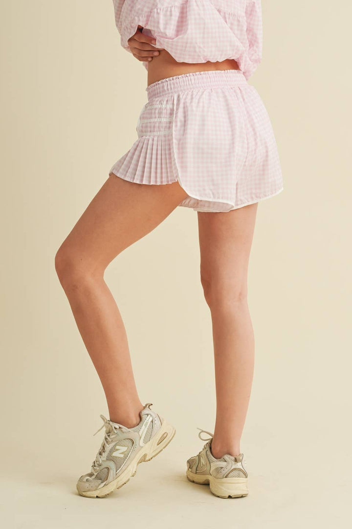 Gingham Print On Point Shorts Blue