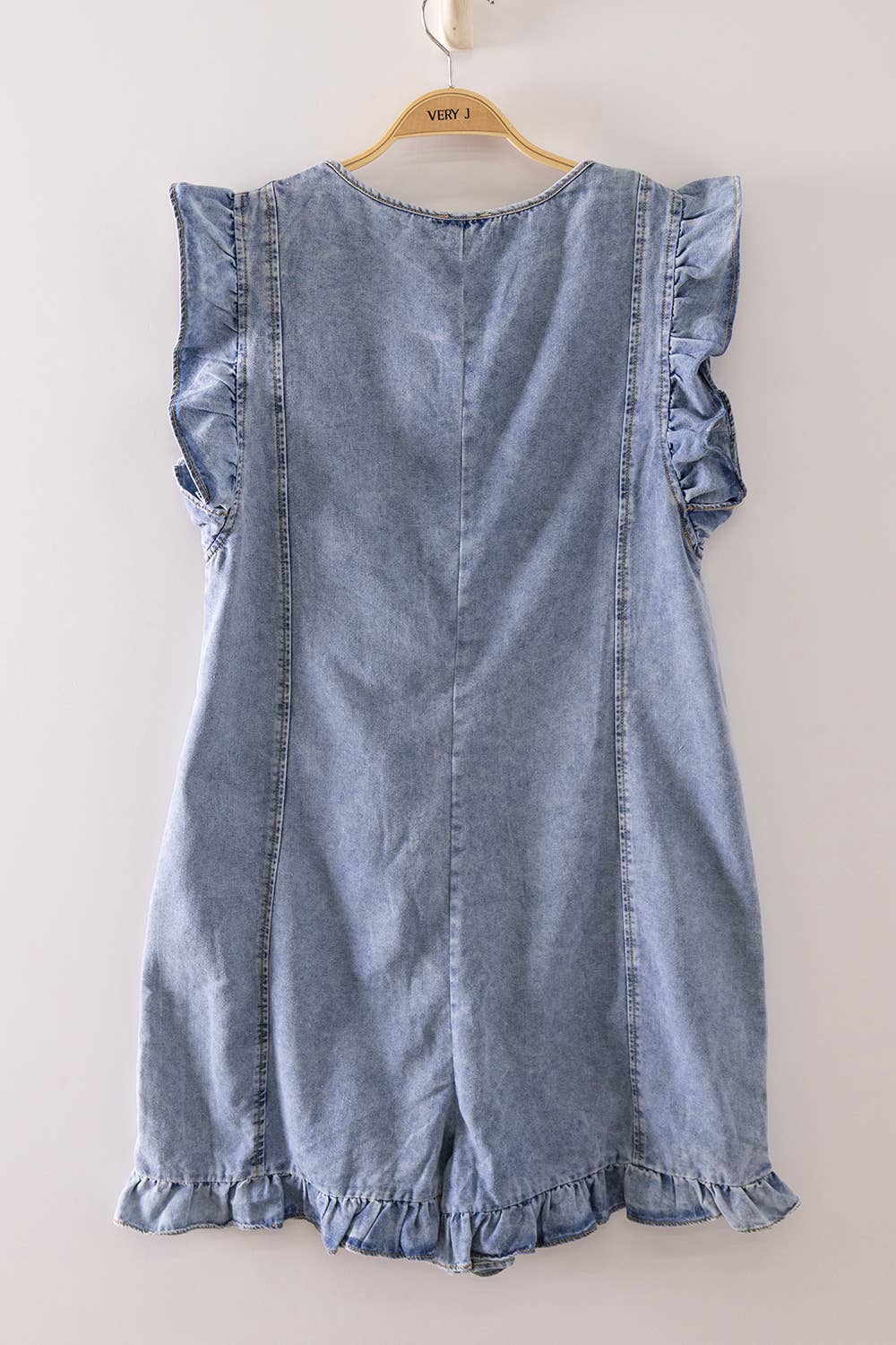 Sweet Ruffle Denim Romper