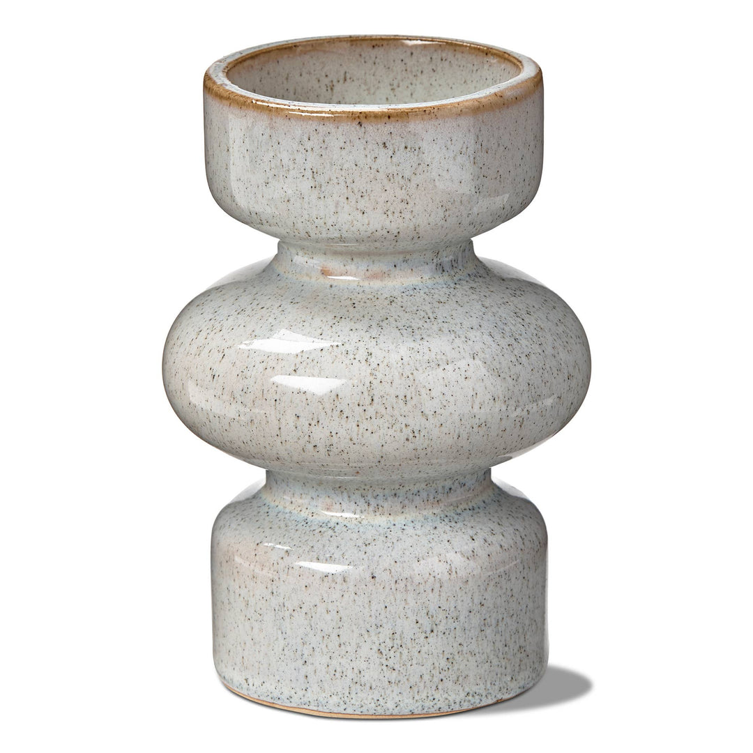 Linea Taper/Tealight Holder Md Taupe Stoneware Summer