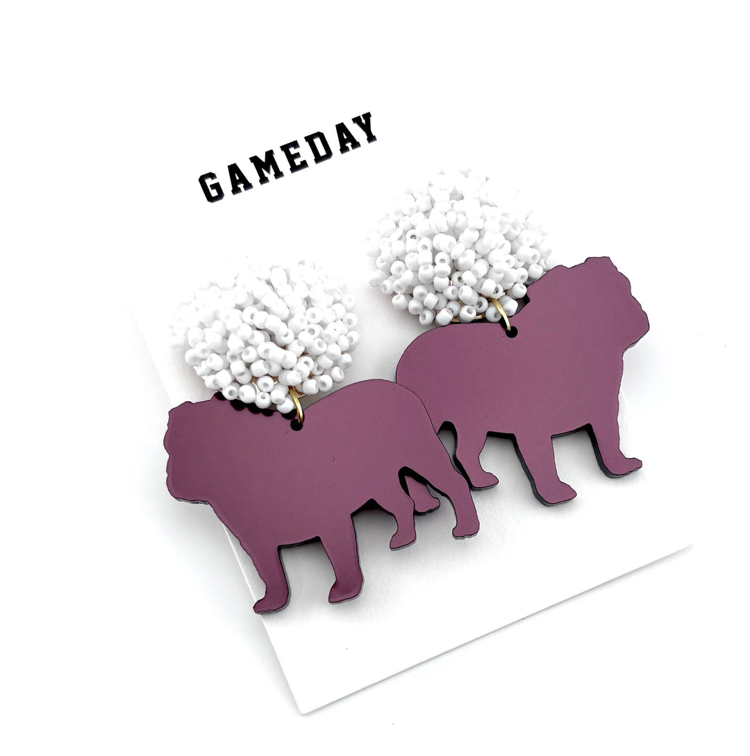 Bulldogs Earrings - Maroon