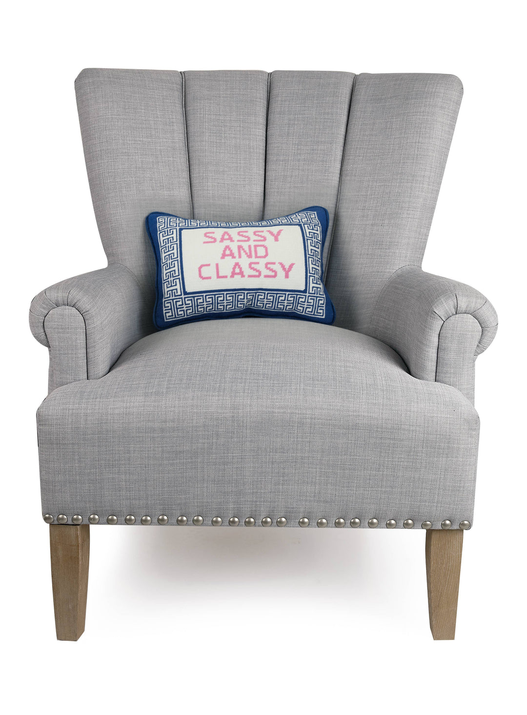 Sassy And Classy Embroidered Needlepoint Style Pillow