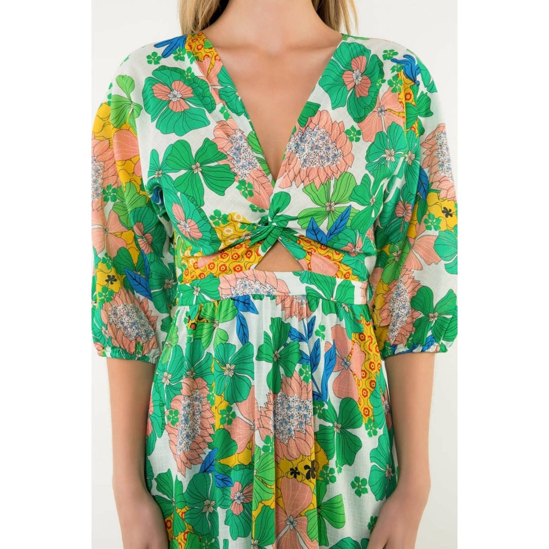 Twist Detail Floral Maxi Dress