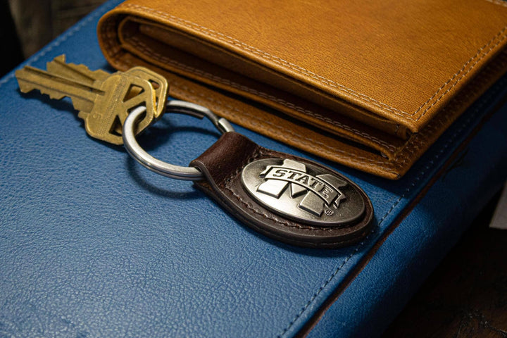 Mississippi State Bulldogs Oval Leather Key Fob