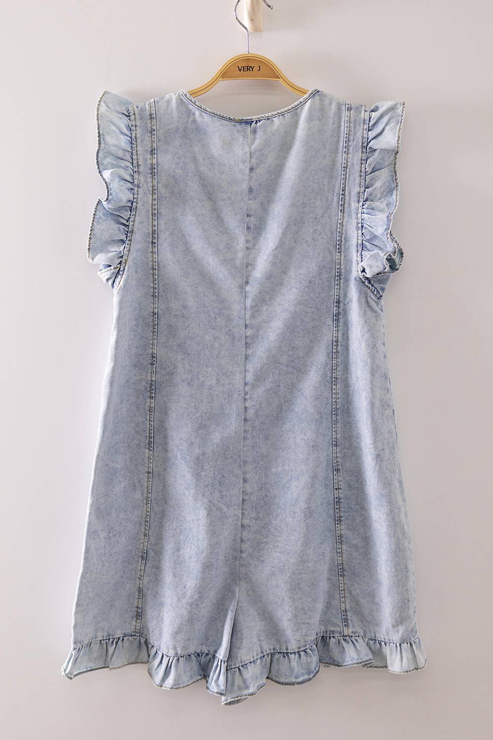 Sweet Ruffle Denim Romper