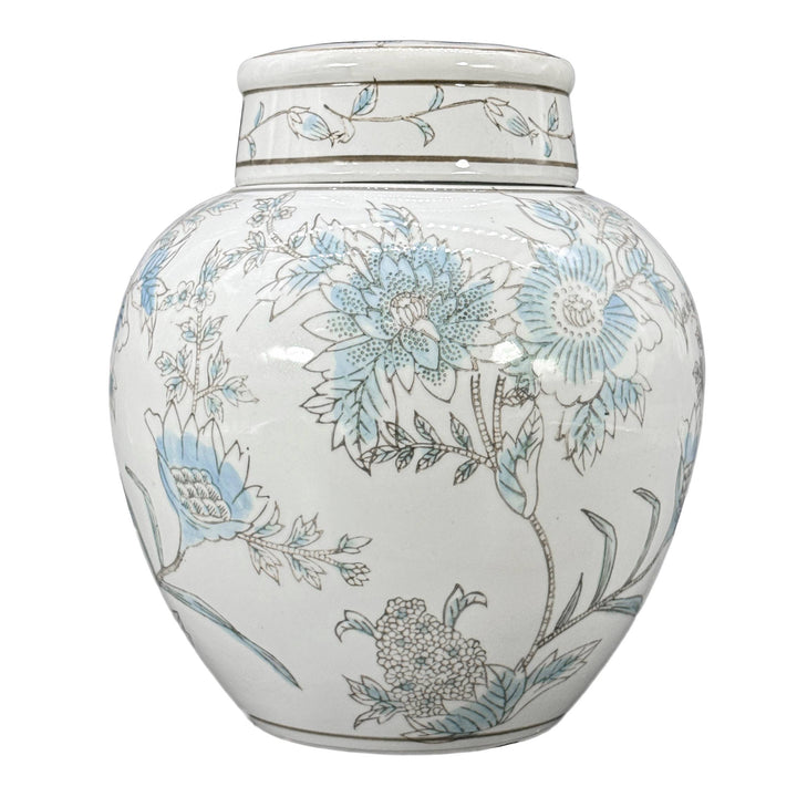 Classic  Floral Ceramic Ginger Jar 10"