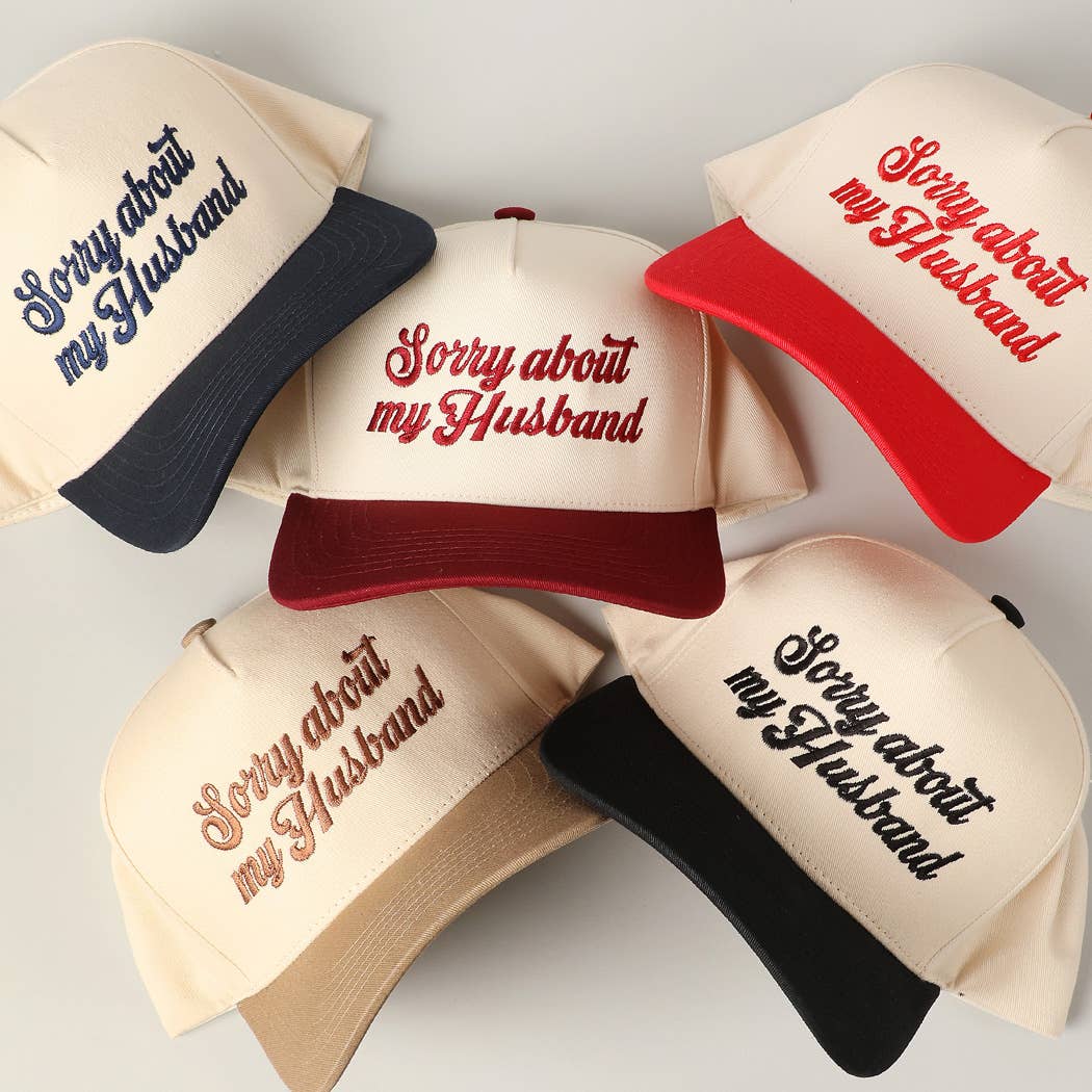 Sorry About My Wife / Husband Embroidery Two-Tone Canvas Cap