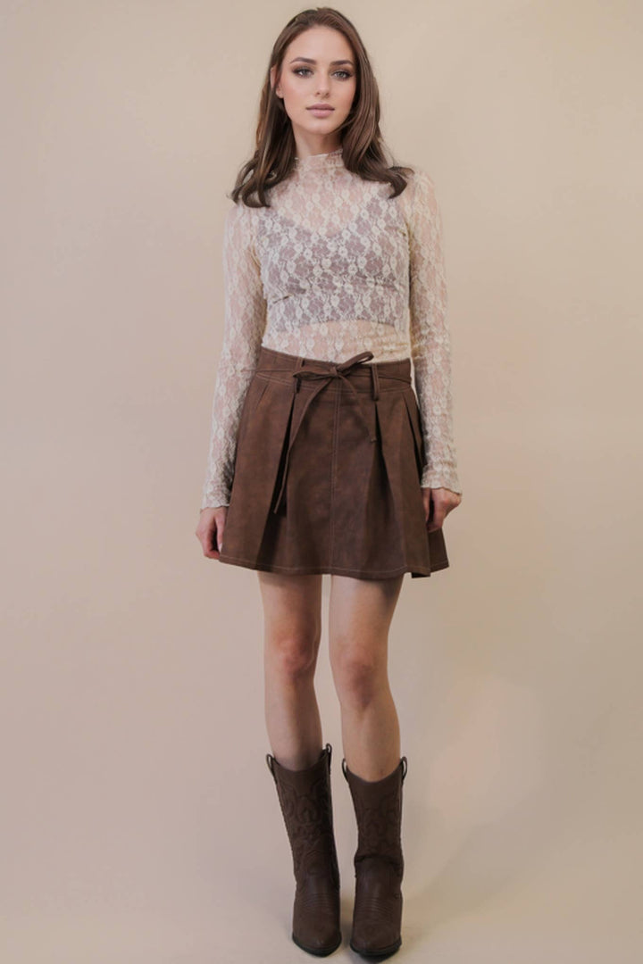 Very J Fitted Sheer Mesh Lace Top