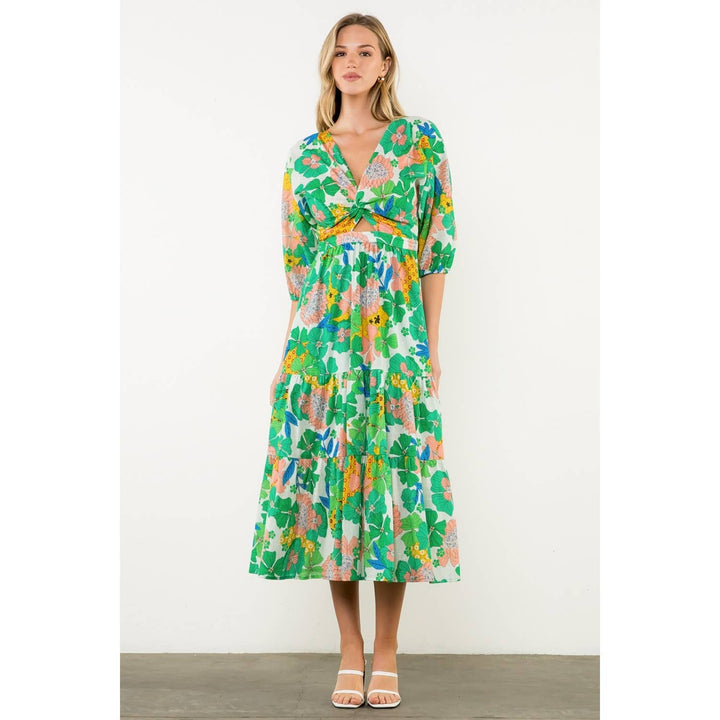 Twist Detail Floral Maxi Dress