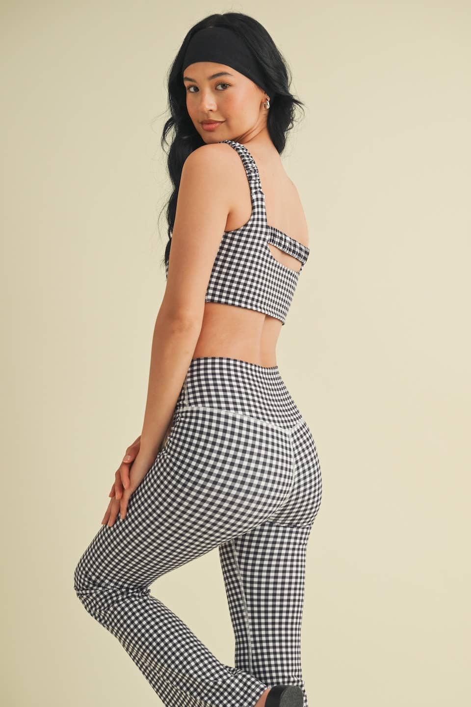 Gingham Print Ruched Bra Top