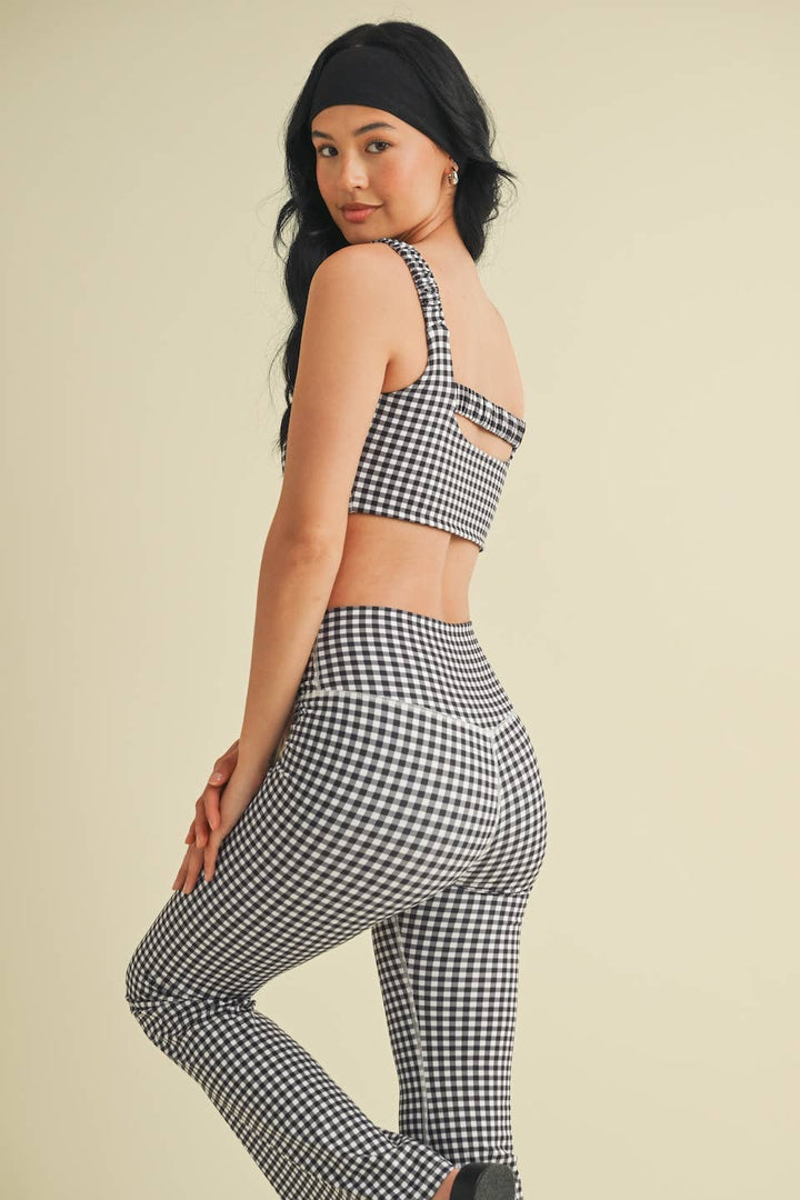 Gingham Print Ruched Bra Top