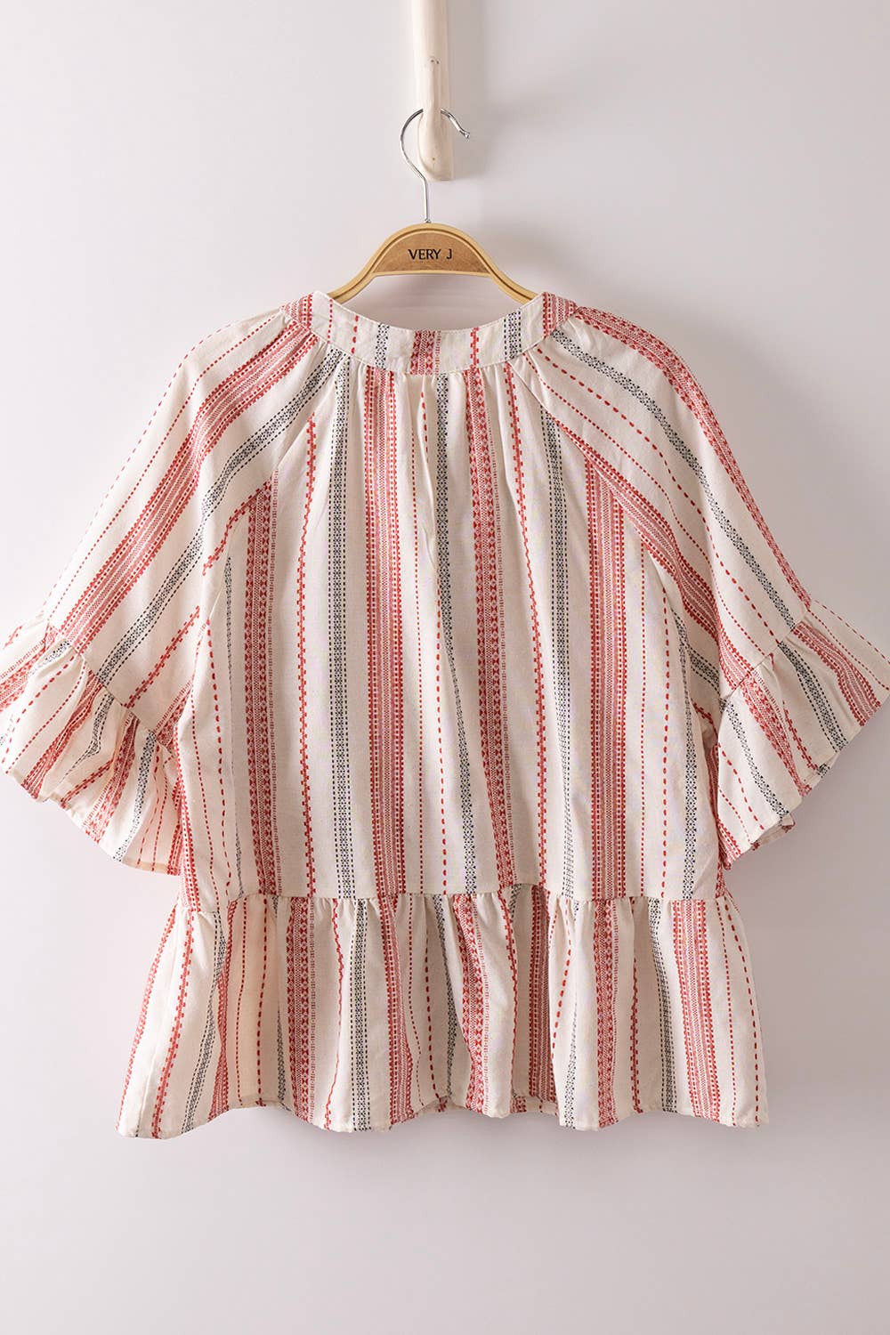 Strippedd Half Bell Sleeve Blouse Top