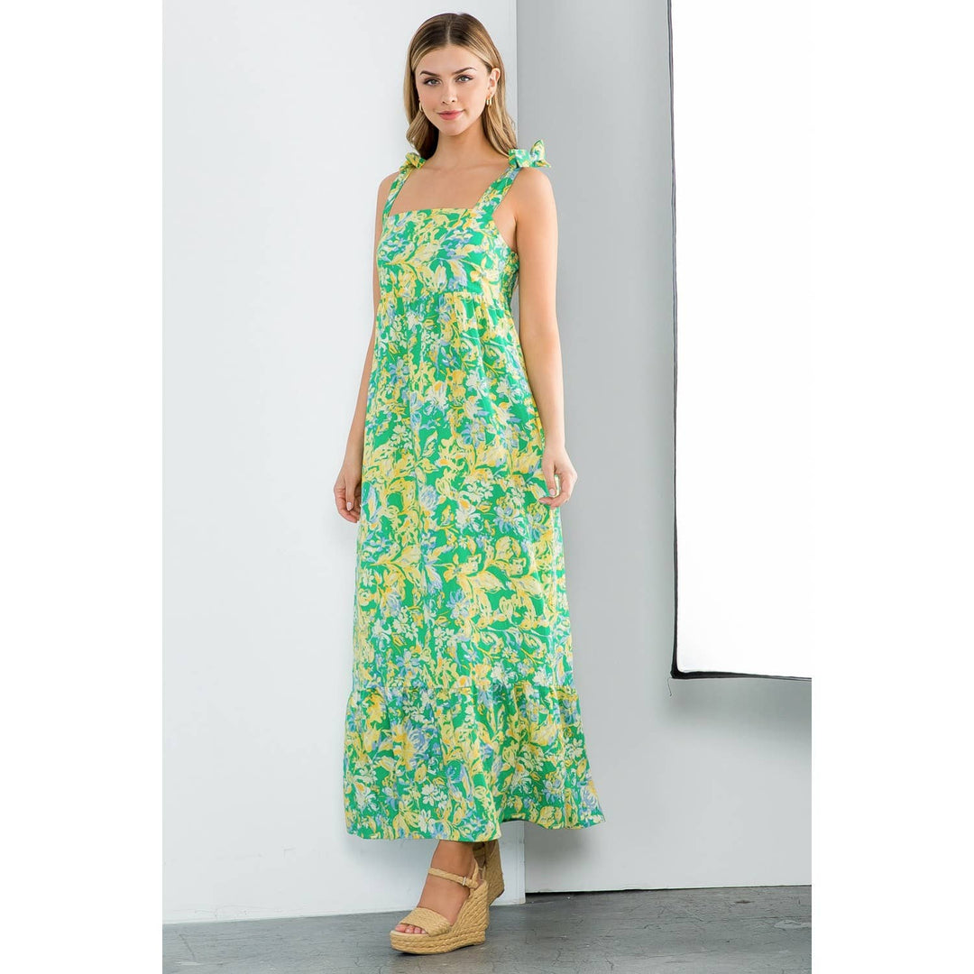 Floral Print Tiered Sleeveless Dress