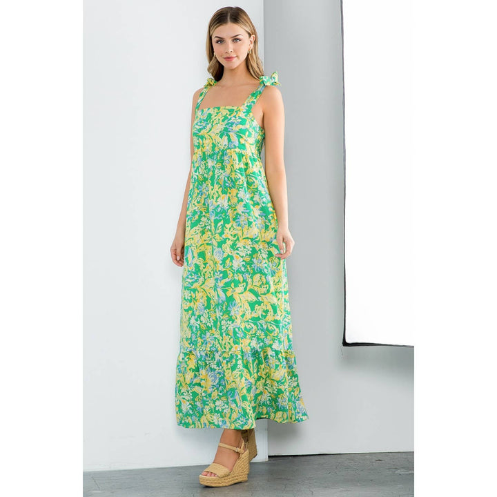 Floral Print Tiered Sleeveless Dress