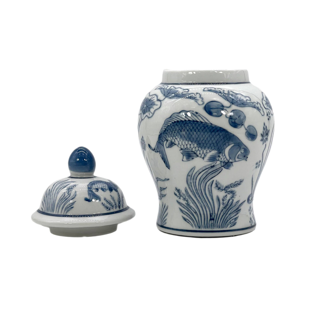 Small Chinoiserie Ceramic Decorative Tea & Ginger Jar 8"