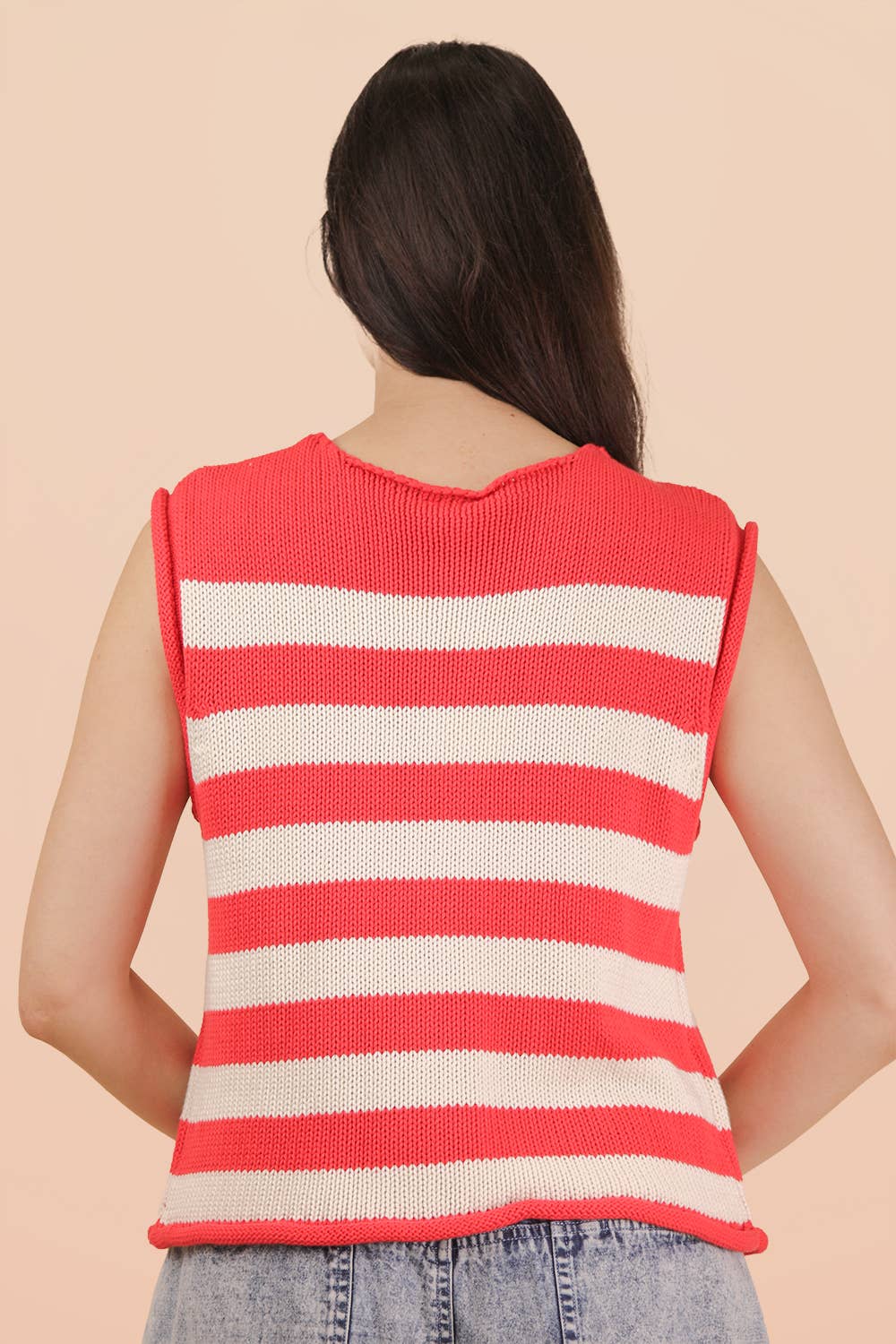 VJ Green Stripe Button Down Knit Sweater Top
