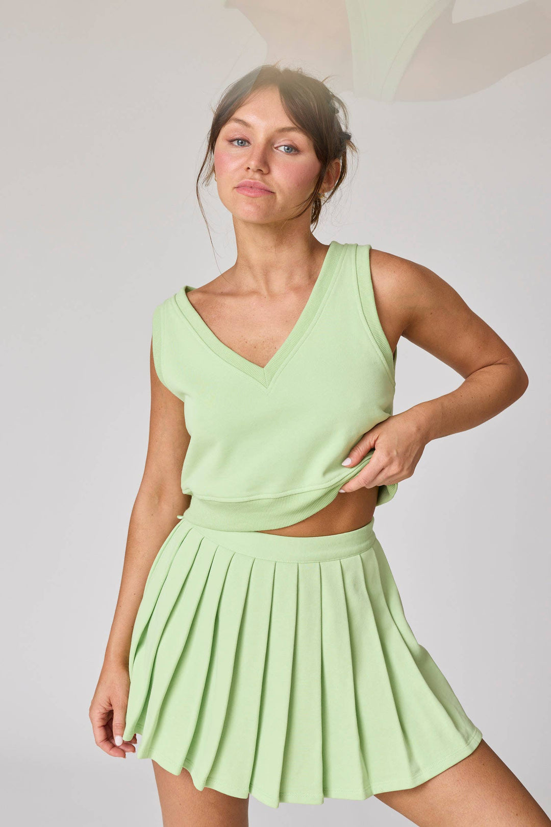 Serena Vest Top w/ Pleated Skirt Set