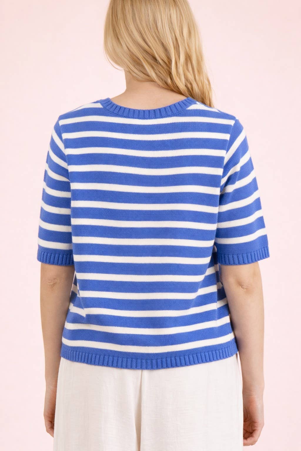 Stripe Button Down Knit Sweater Top Kelly Green