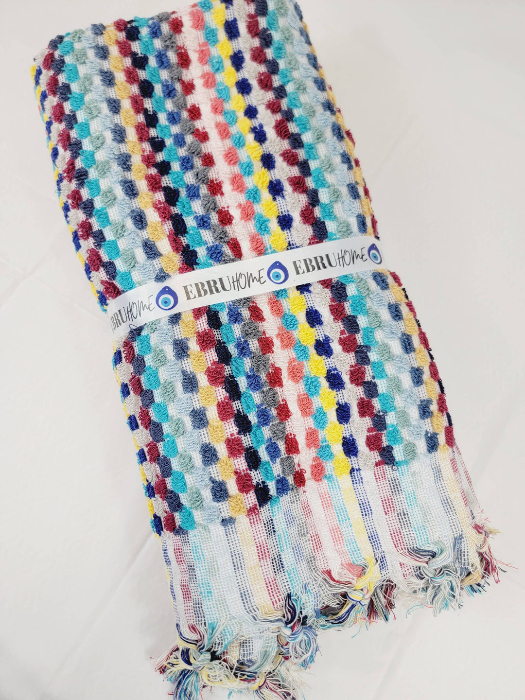 Colorful Organic Turkish Cotton Pom Pom Towel