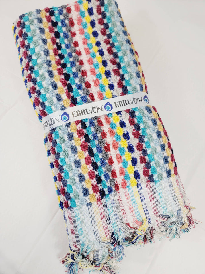 Colorful Organic Turkish Cotton Pom Pom Towel