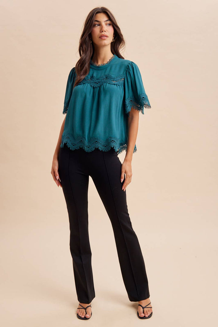 BLACK LACE TRIM TOP