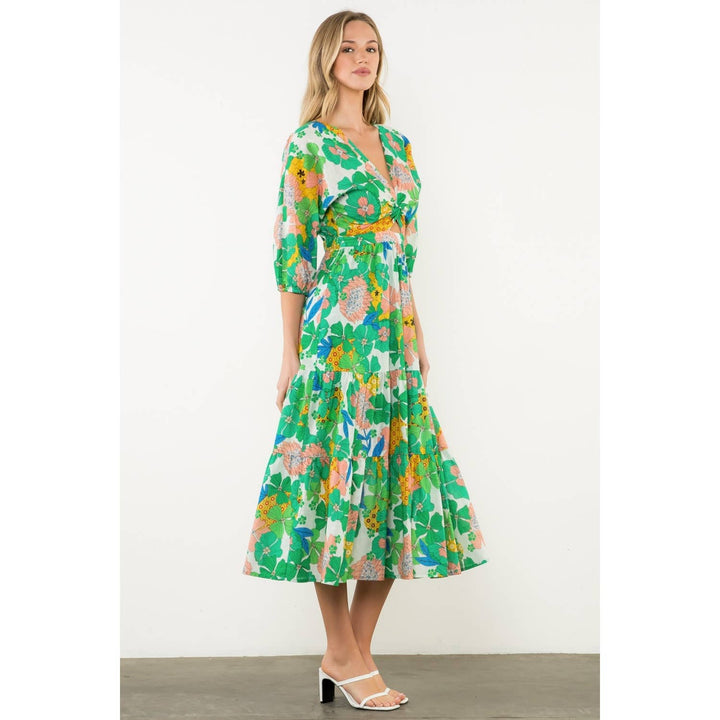 Twist Detail Floral Maxi Dress