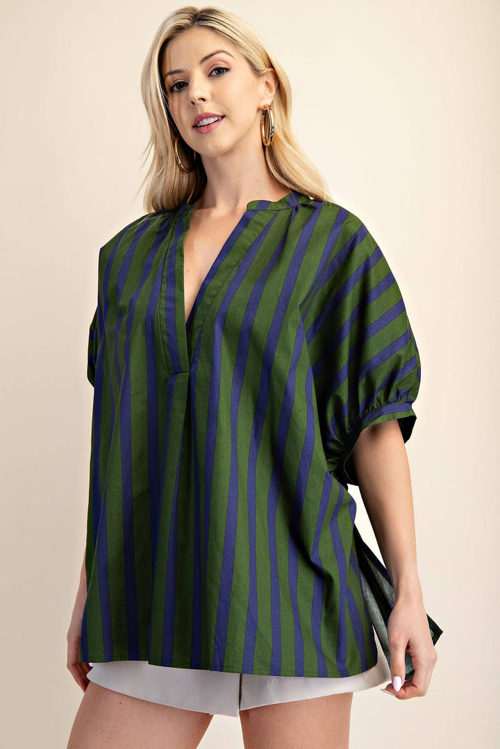 V-Neck Placket Oversized Top