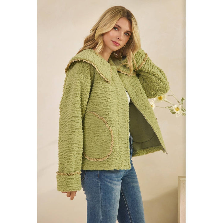 Texture Sherpa Peterpan Collar Short Jacket