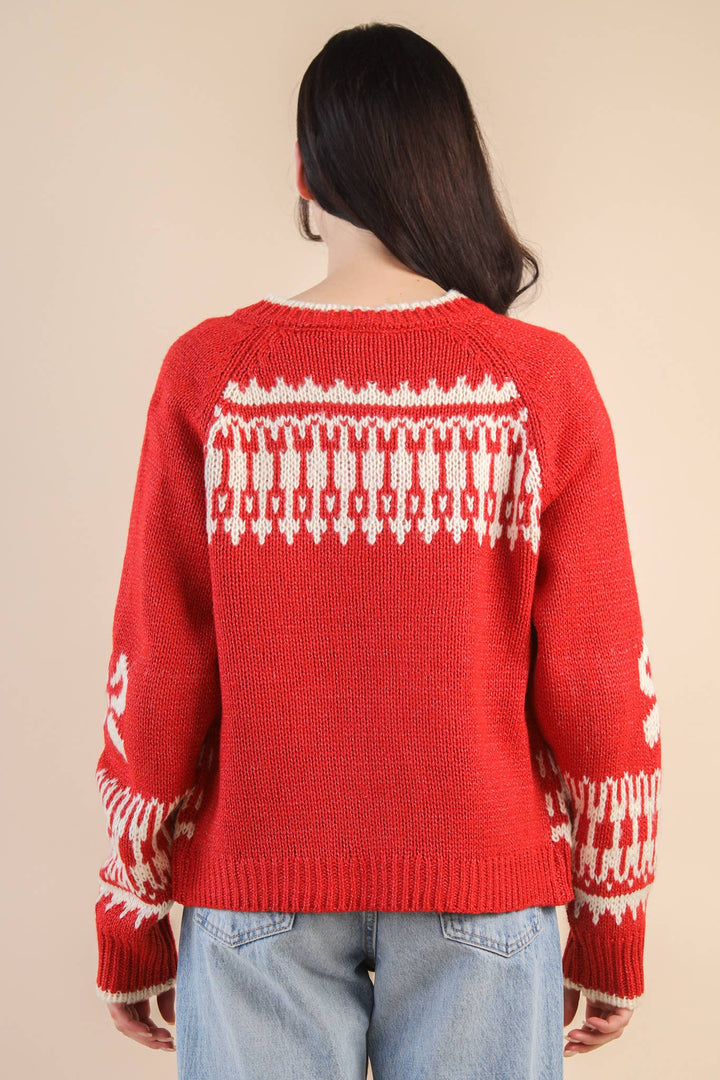 Very J Oversized Graphic Swan Sweater Cardigan
