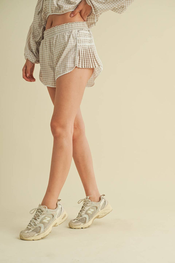 Gingham Print On Point Shorts Blue