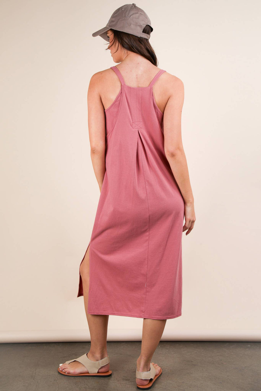 ND31605-V-Neck Sleeveless Casual Comfy Midi Dress