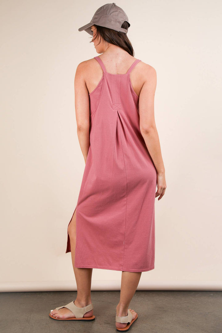 ND31605-V-Neck Sleeveless Casual Comfy Midi Dress