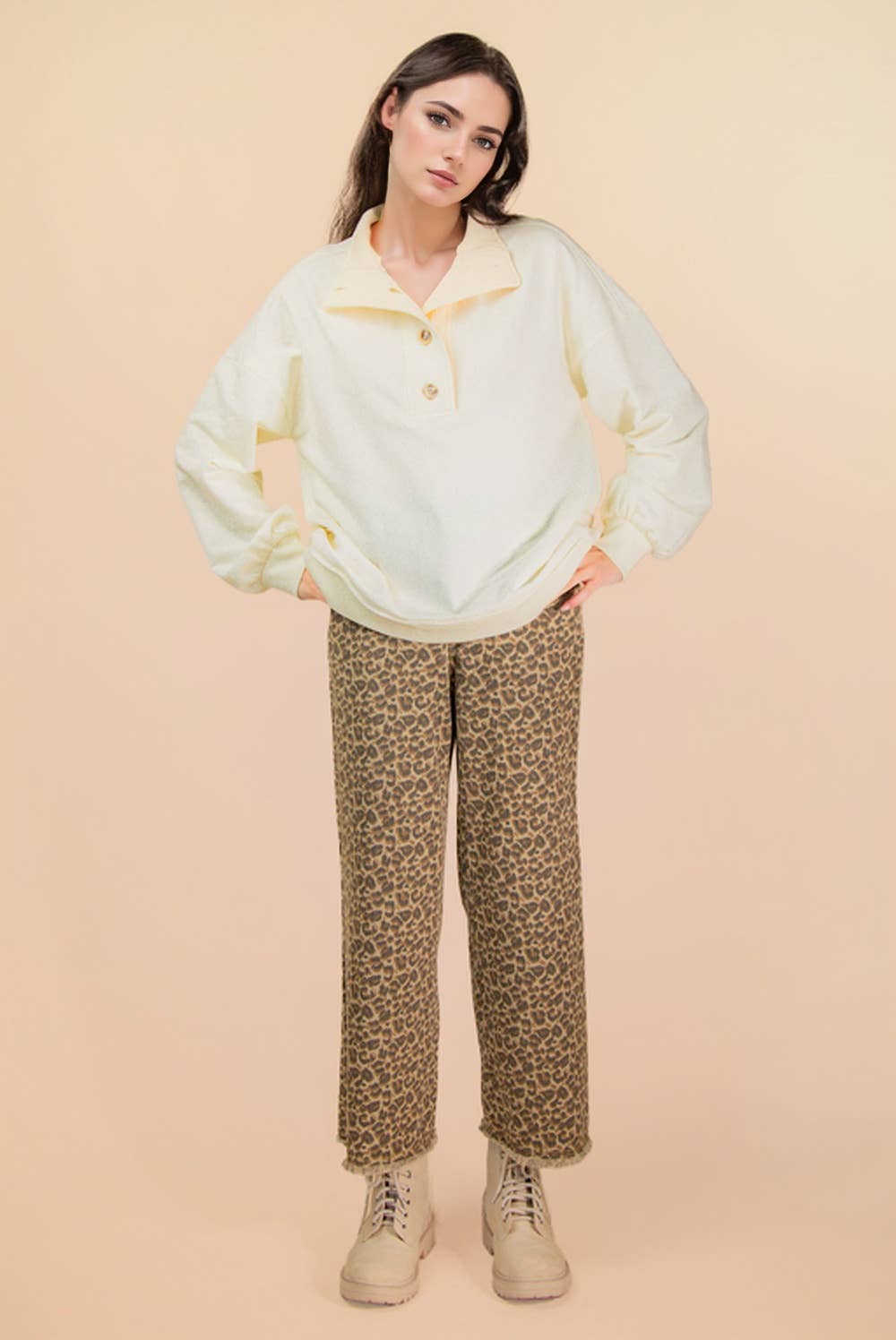 Very J Mock Neck Mineral Washed Knit Top