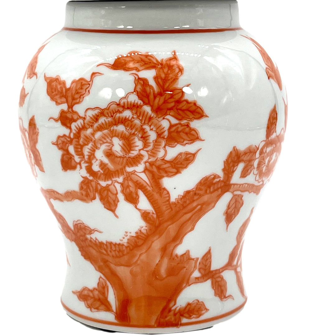 Small Chinoiserie Ceramic Decorative Tea & Ginger Jar 8"