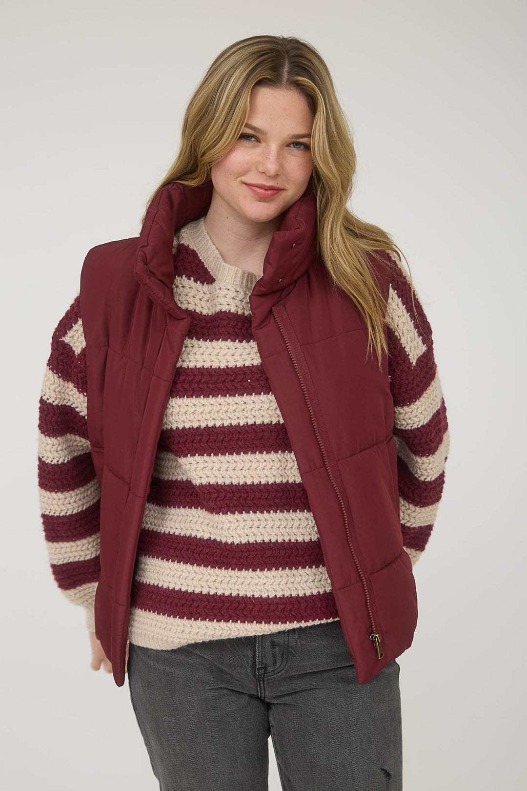 SOLID ZIP UP PUFFER VEST