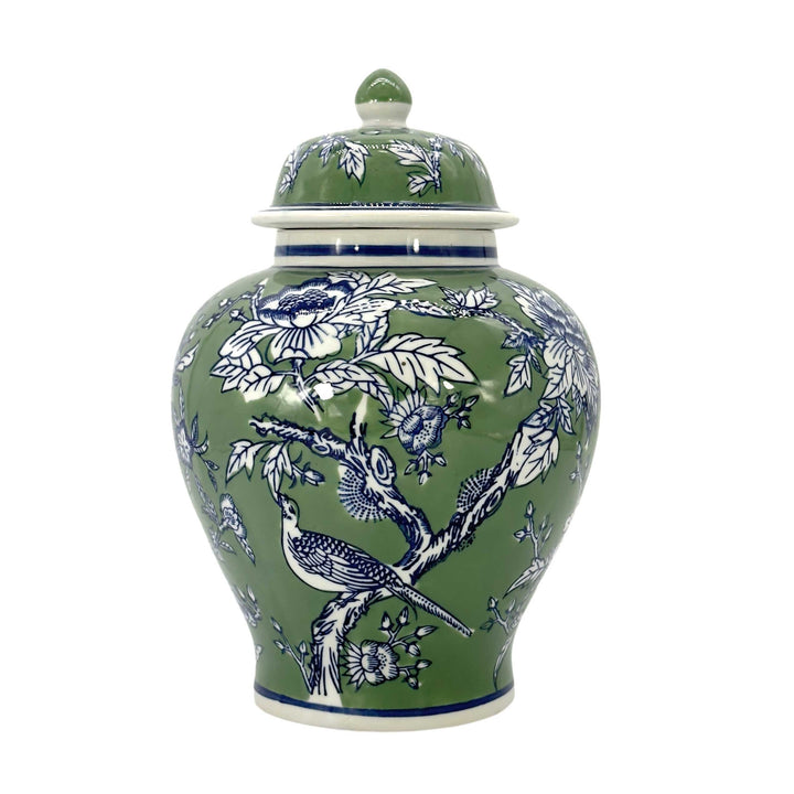 Floral Chinoiserie Ceramic Ginger Jar 12"