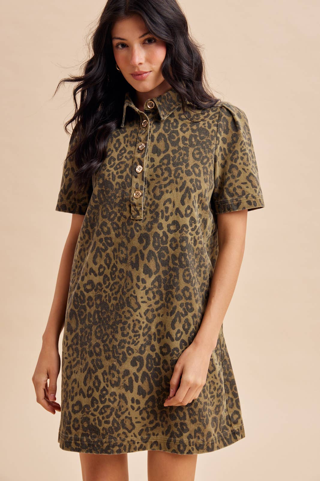 LEOPARD UTILITY MINI DRESS