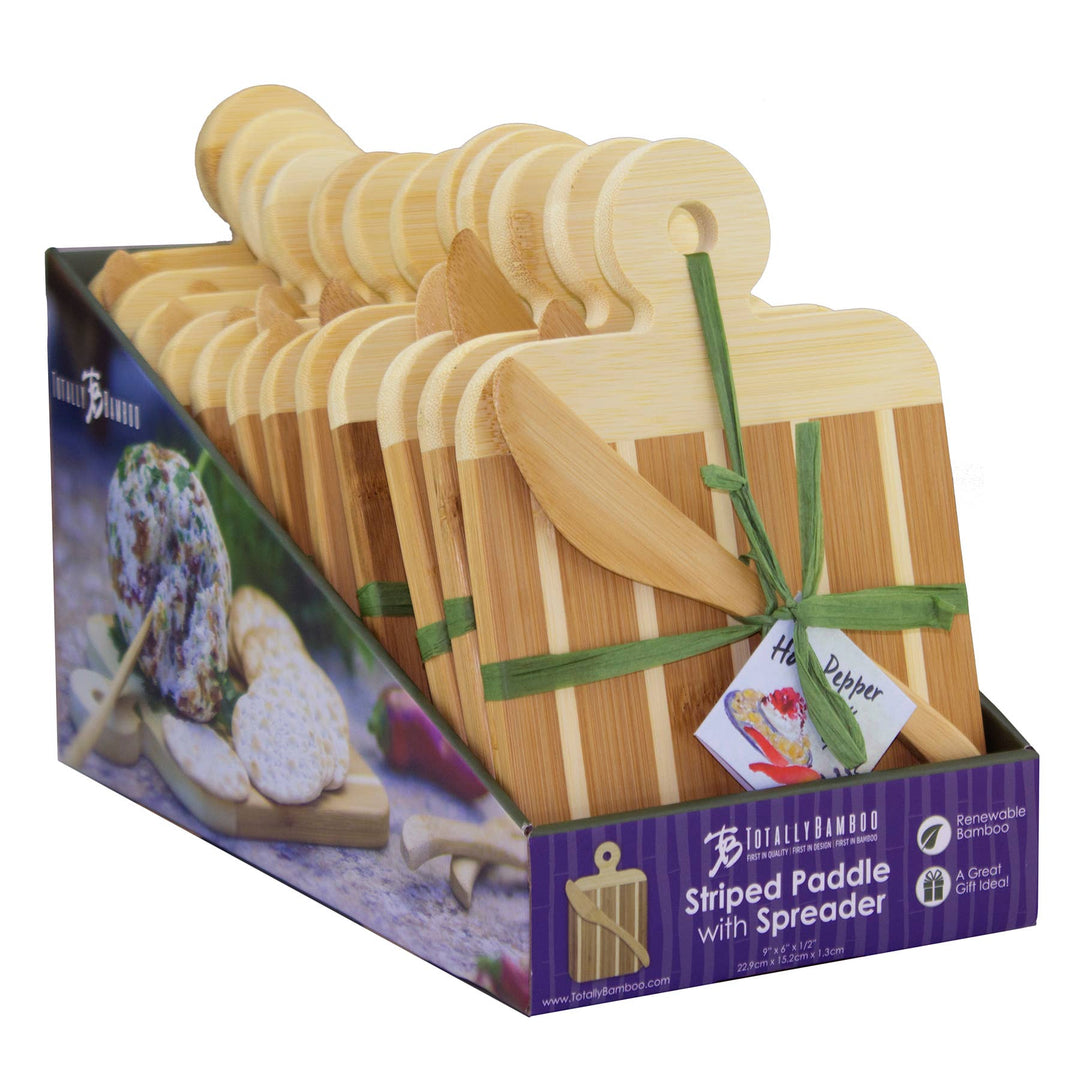 Striped Paddle Cutting Board and Spreader Knife Gift Set