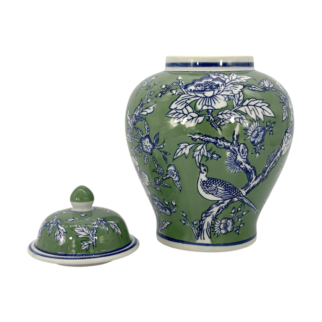 Floral Chinoiserie Ceramic Ginger Jar 12"