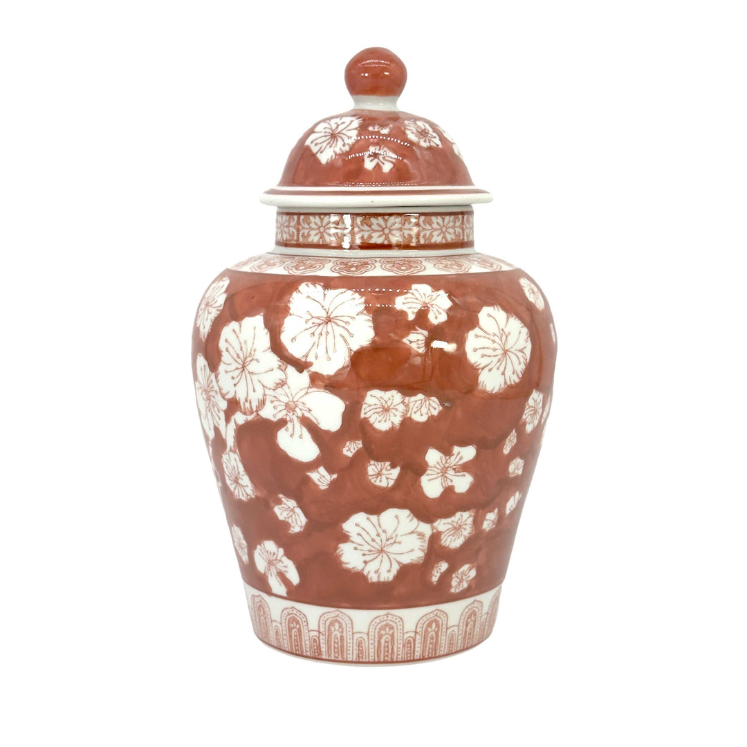Floral Chinoiserie Ceramic Ginger Jar 12"