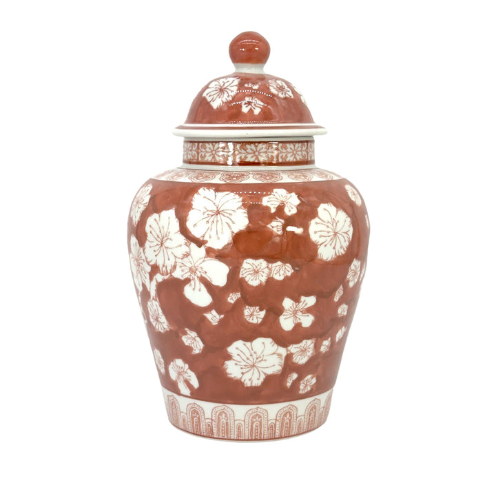Floral Chinoiserie Ceramic Ginger Jar 12"