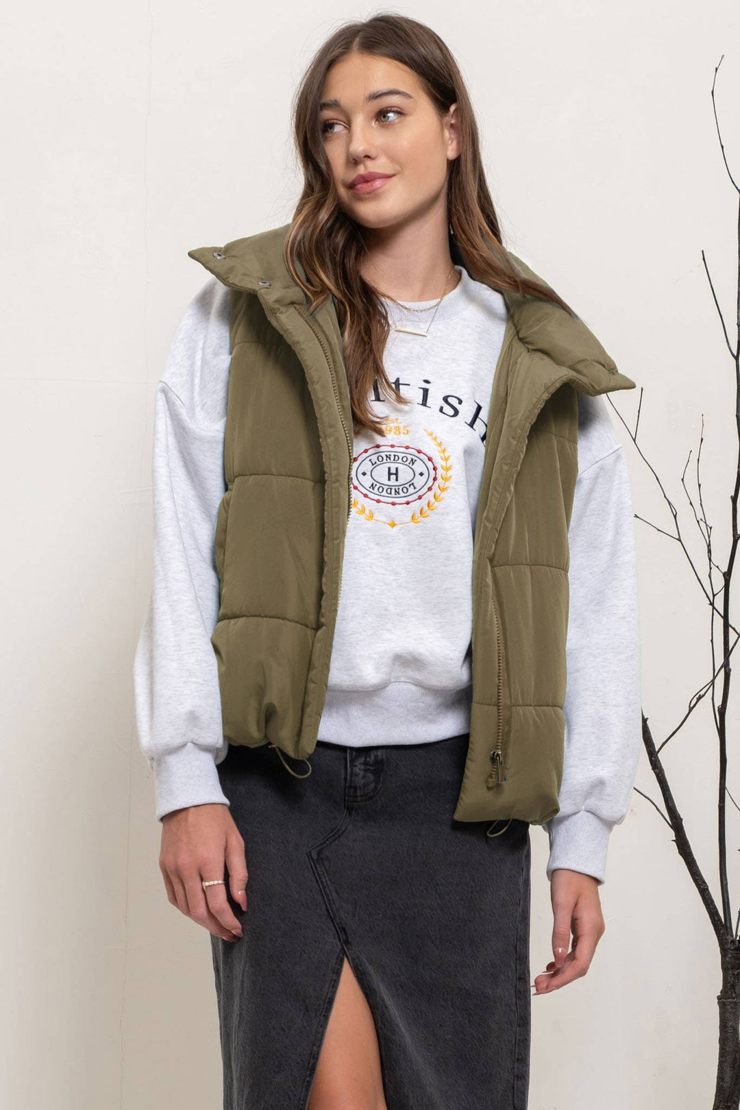 SOLID ZIP UP PUFFER VEST