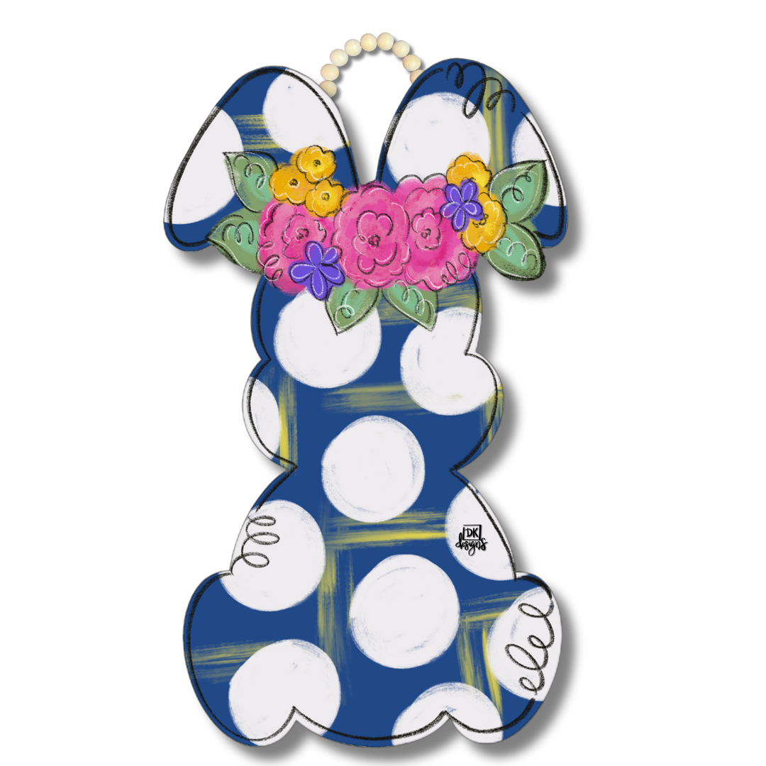 DK Navy Floral Bunny Door Hanger